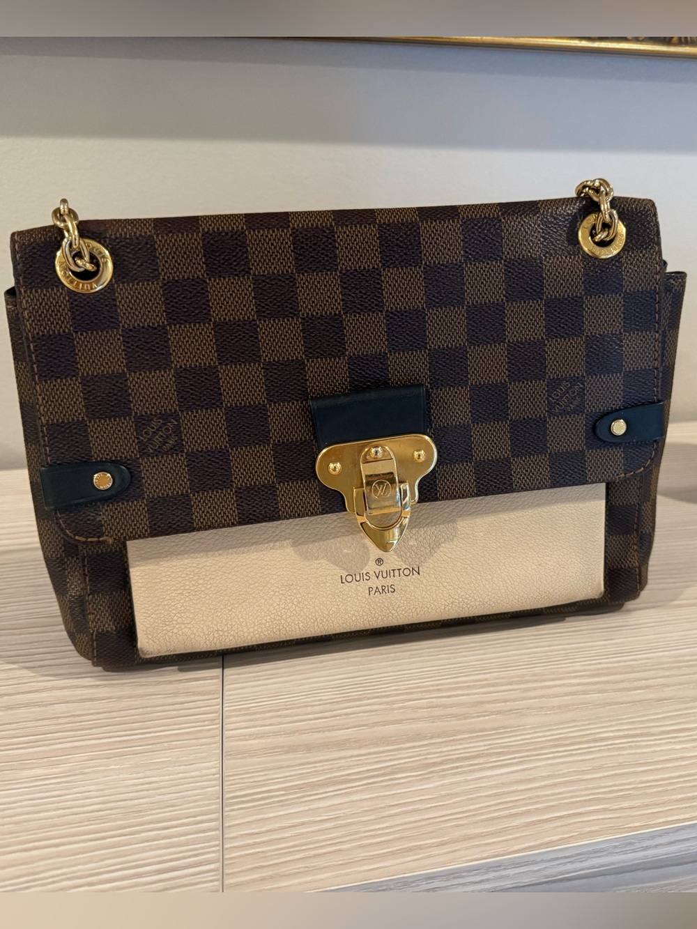 Louis Vuitton Pochette Métis Damier Ebene & Cream Leather Crossbody shoulder bag